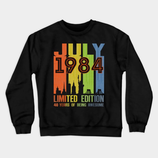 July 1984 Limited Edition 40 Years Of Being Awesome Crewneck Sweatshirt by Tagliarini Kristi